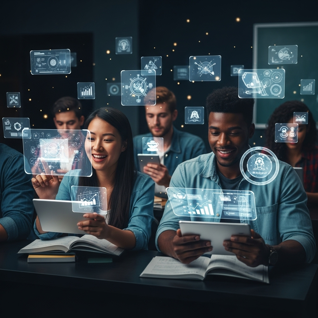 Animated illustration representing AI for students